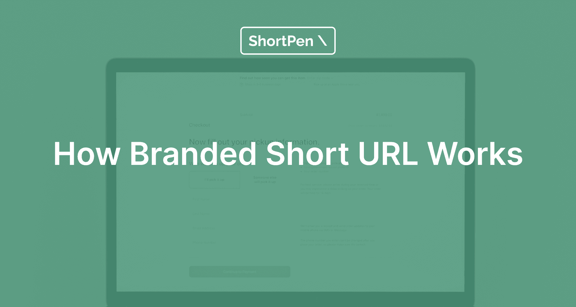 Image with a green overlay showing a computer screen in the background, featuring the text "How Branded Short URL Works" in bold white letters.