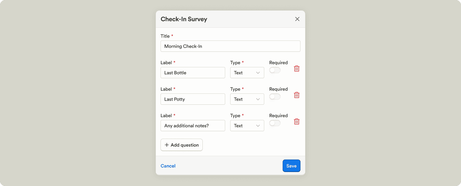 Check in questions on attendance