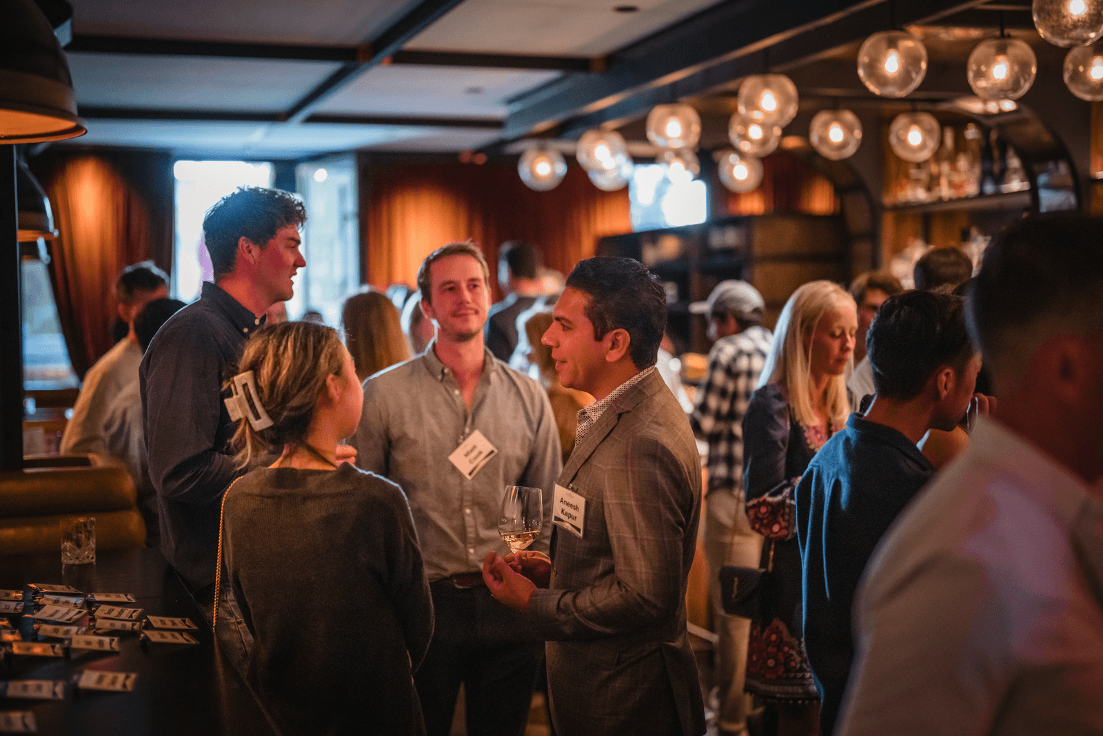 Guests connecting at an Aspen corporate event