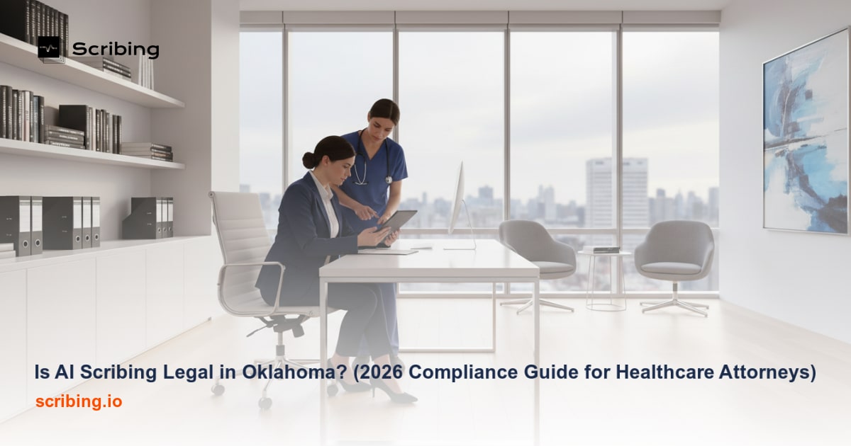Medical office setting representing AI scribing compliance and legal considerations for healthcare providers in Oklahoma
