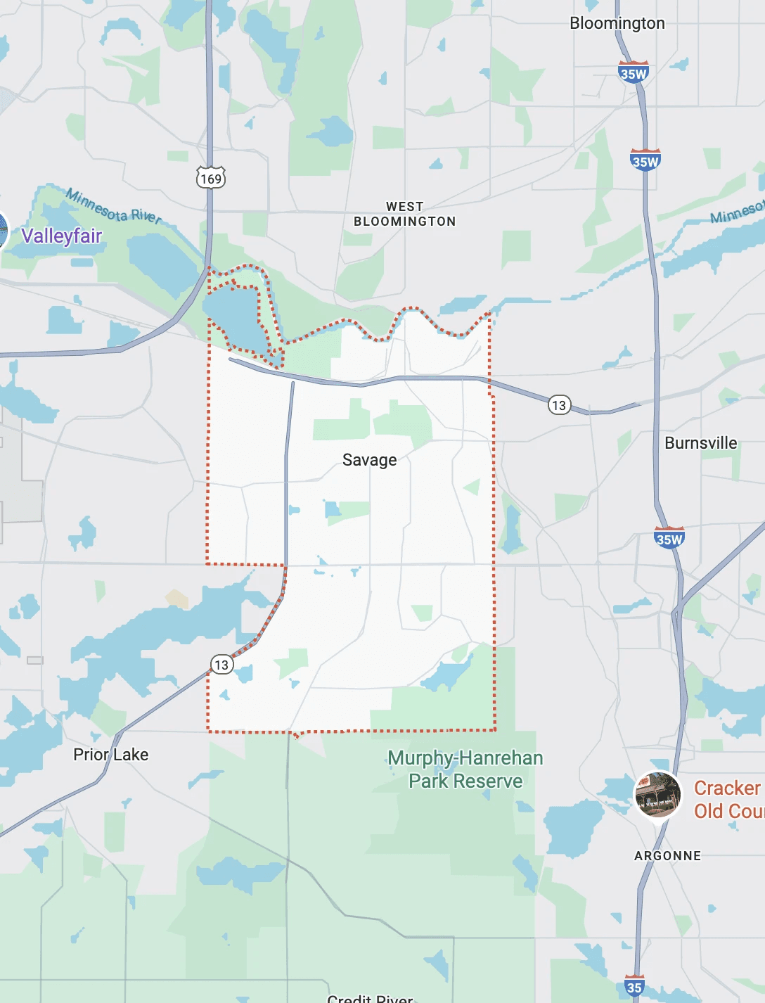 Savage, MN map