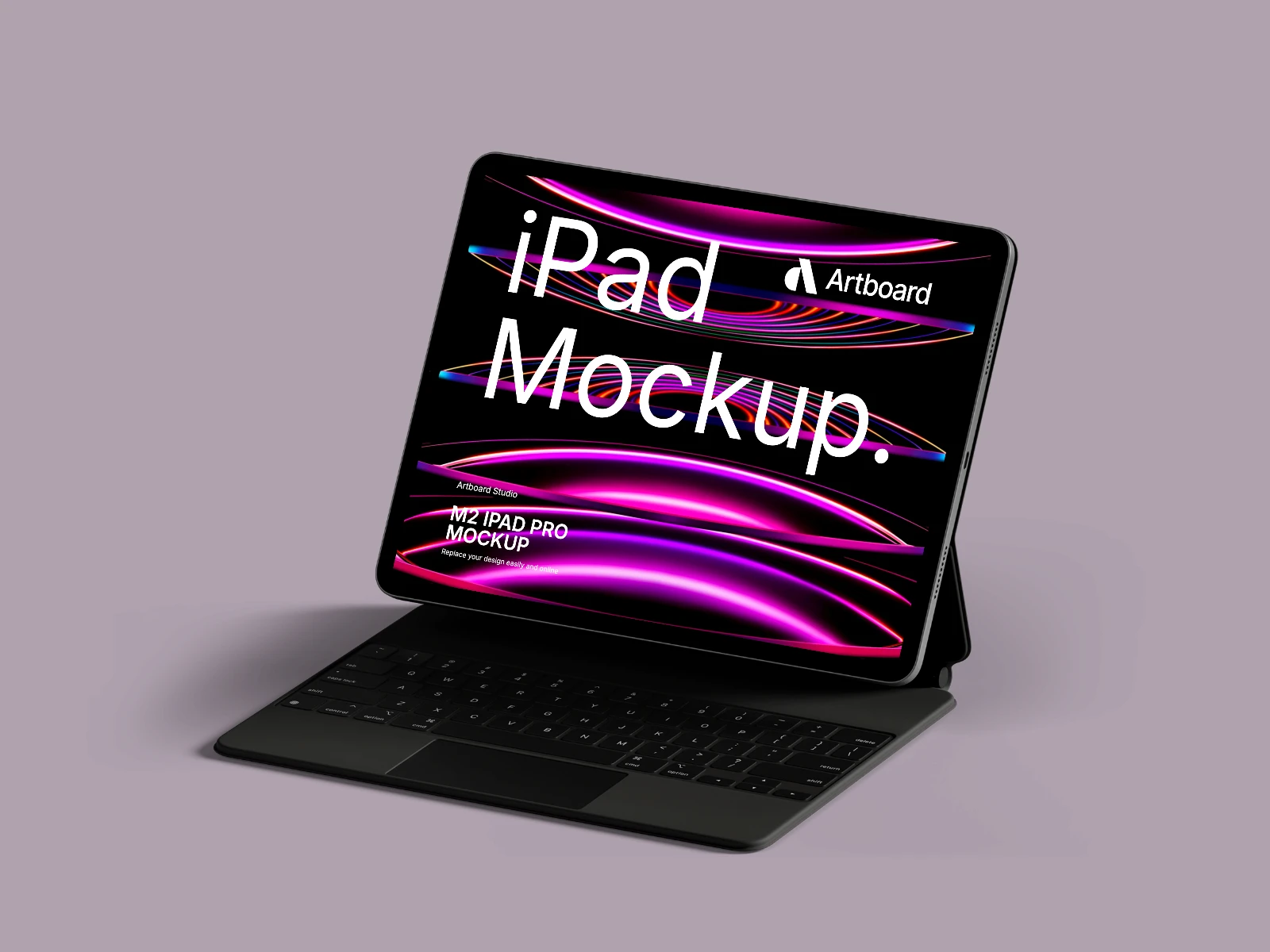 iPad mockup with keyboard