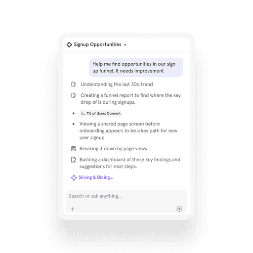 Mixpanel Experiment Agent UI builds an A/B test configuration with population controls and instant analysis of results using product analytics and behavioral analytics data.