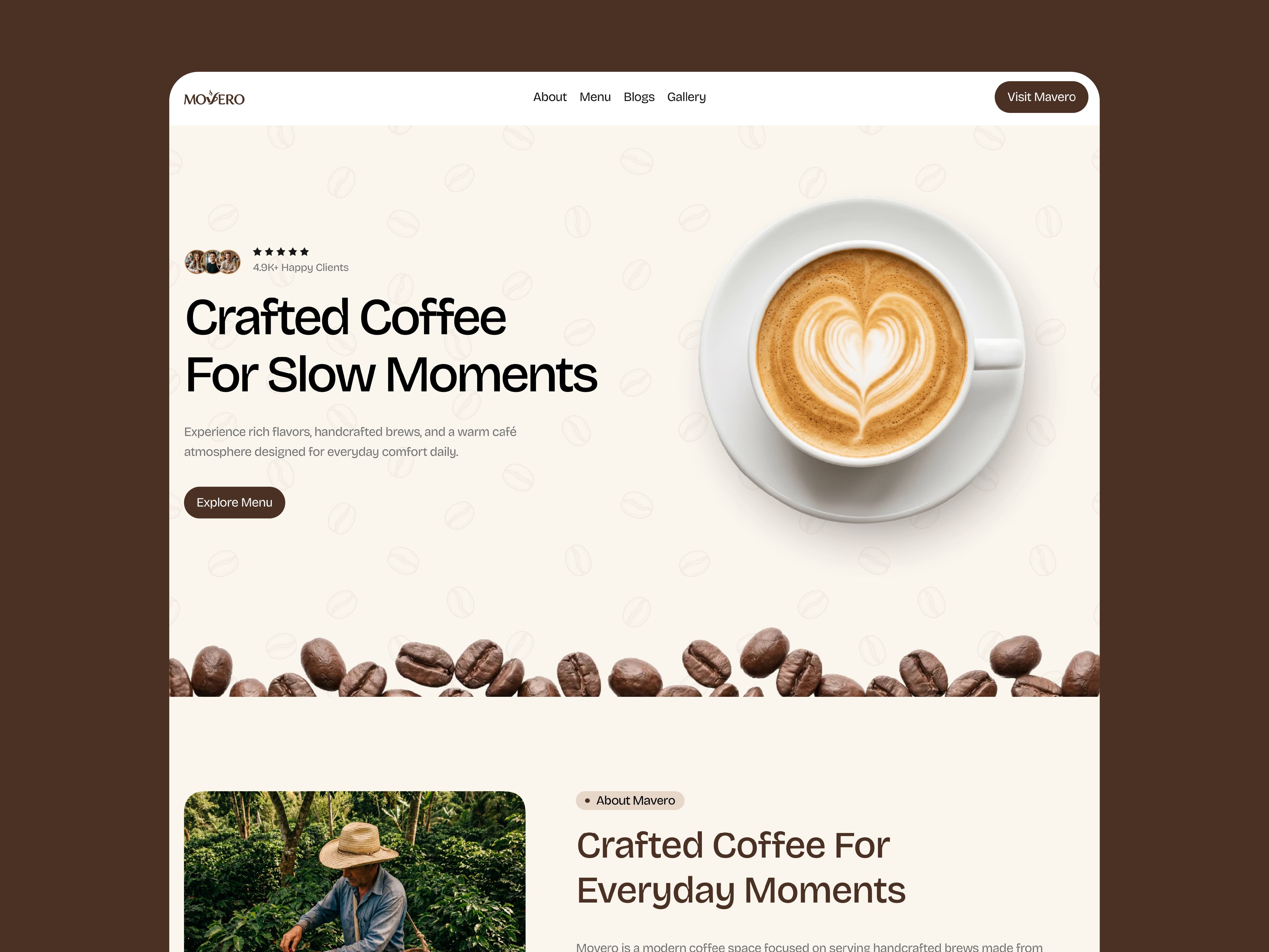Movero coffee shop website preview image