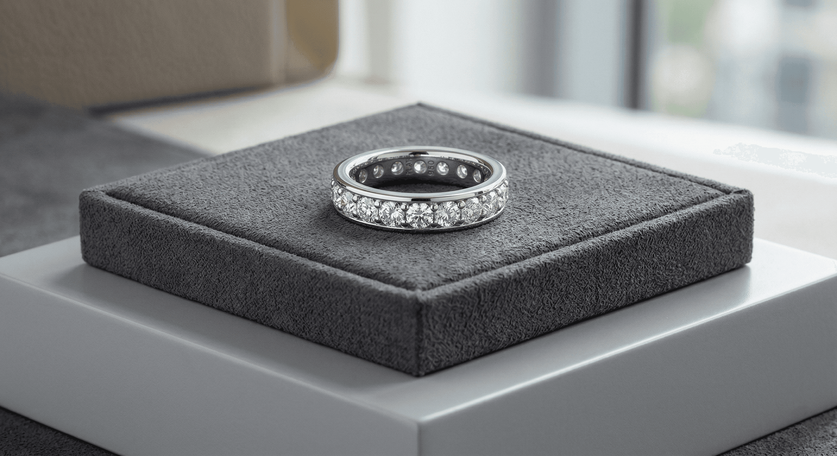 Classic bespoke diamond eternity wedding band