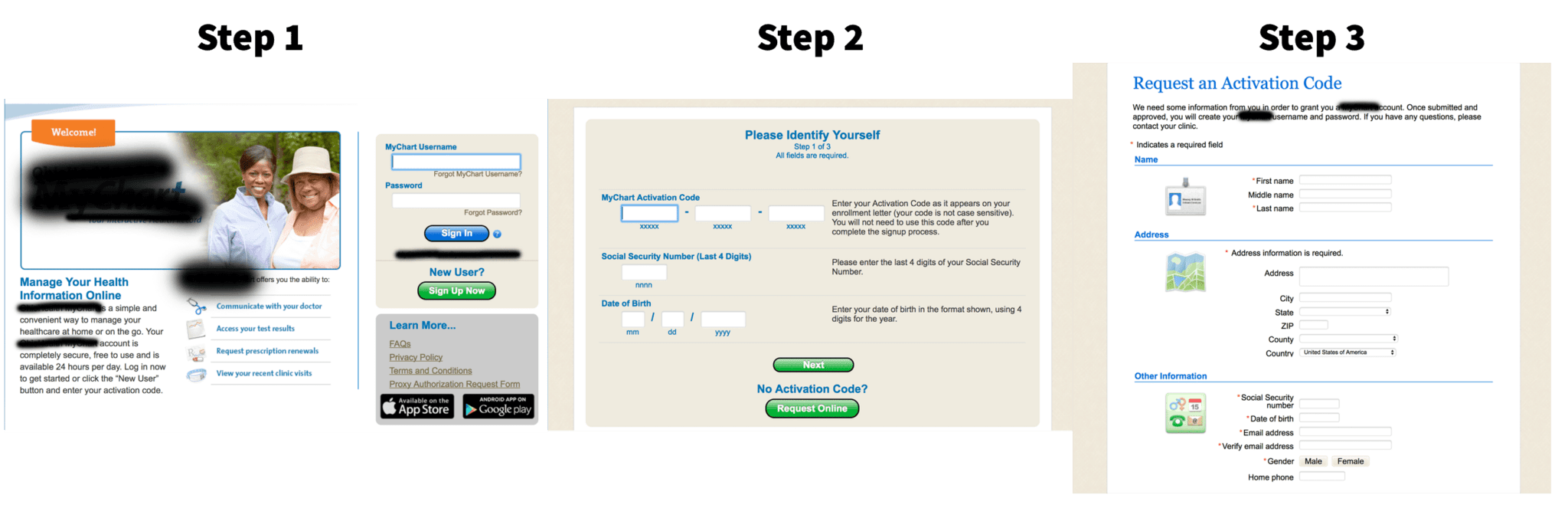 Patient portal registration
