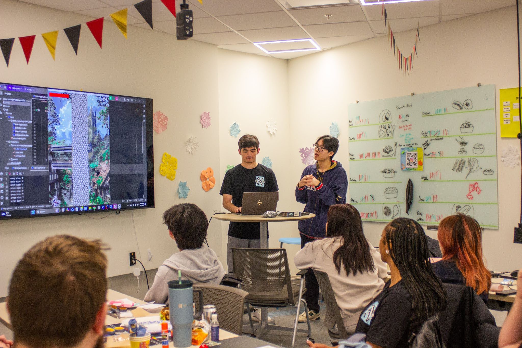 Group of game jam participants presenting their game