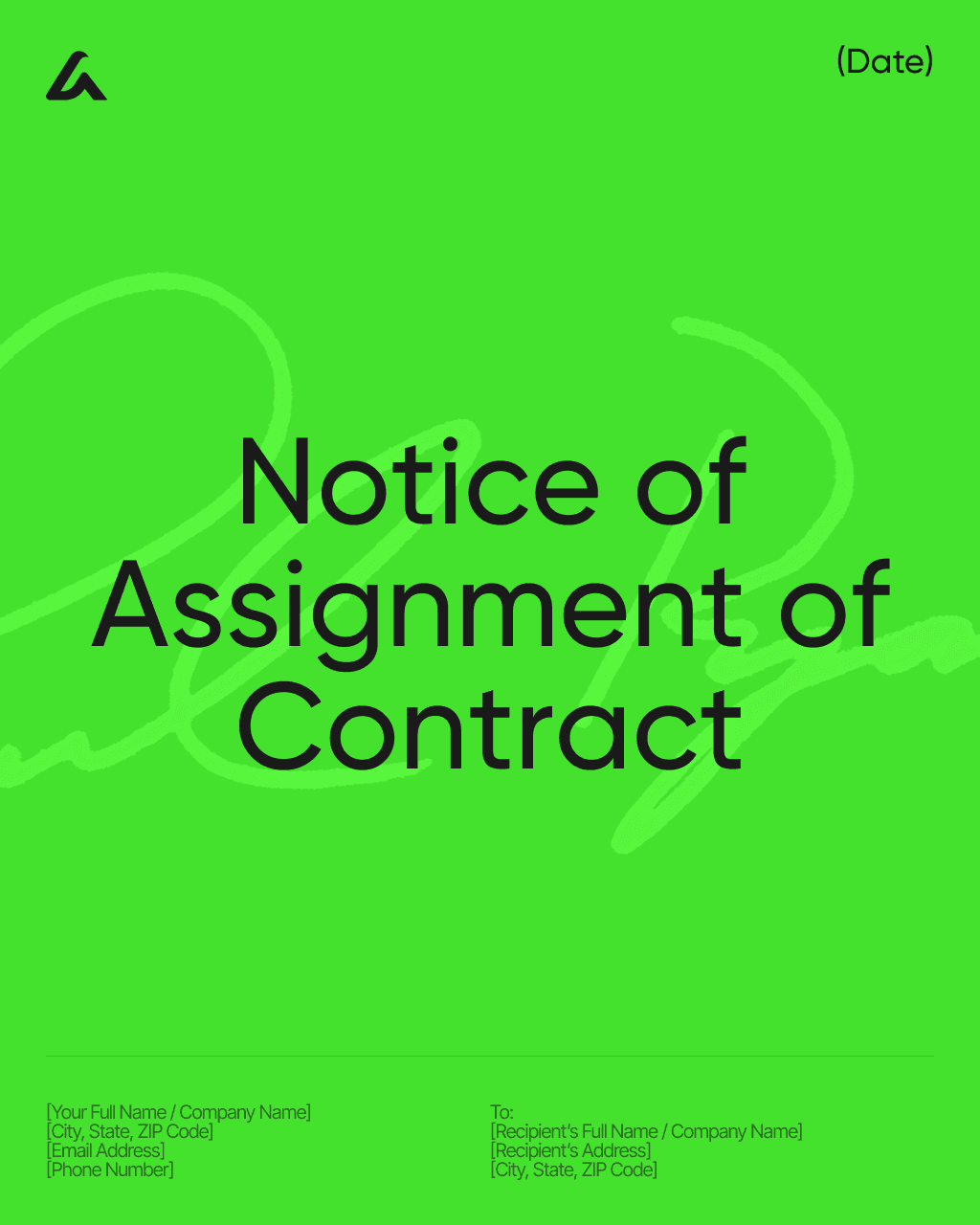 Notice of Assignment of Contract