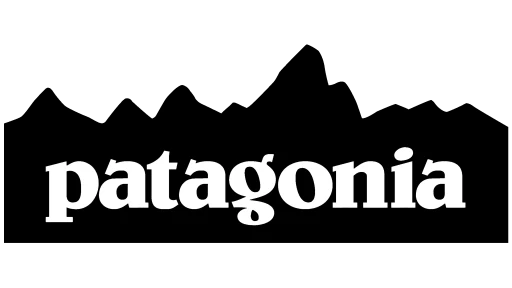 Patagonia logo featuring the word "Patagonia" set within a black mountain landscape