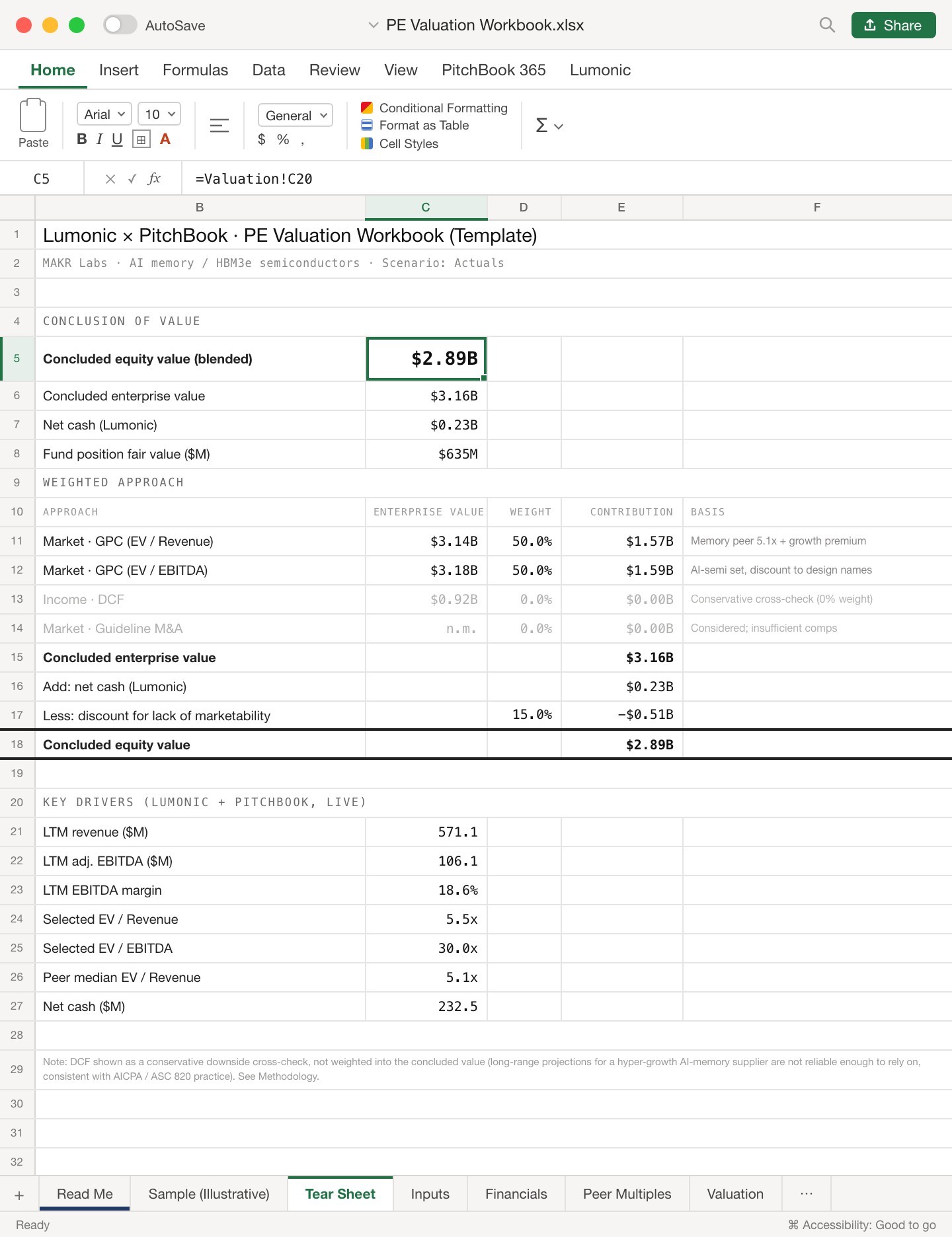valuation workbook