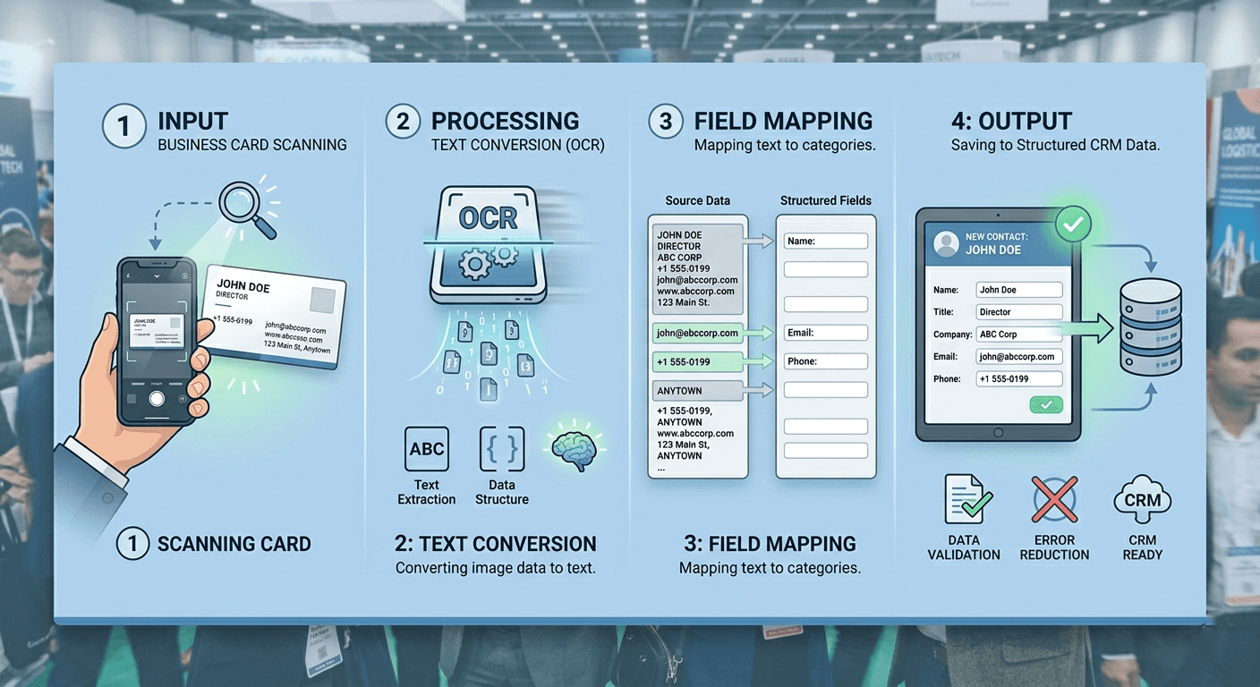 How Habsy OCR converts business card images into structured contact data