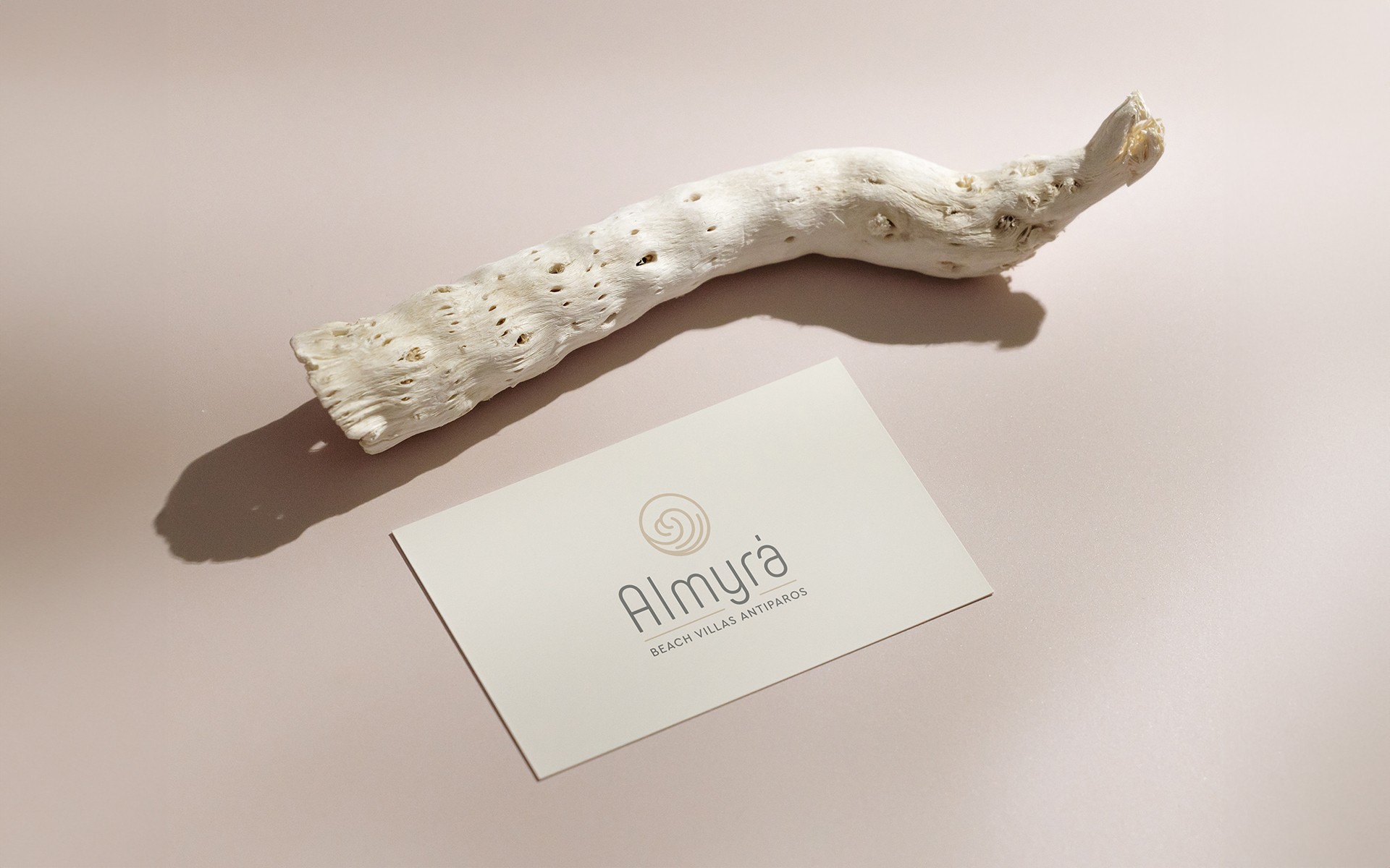 Almyra Antiparos brand identity logo on neutral background