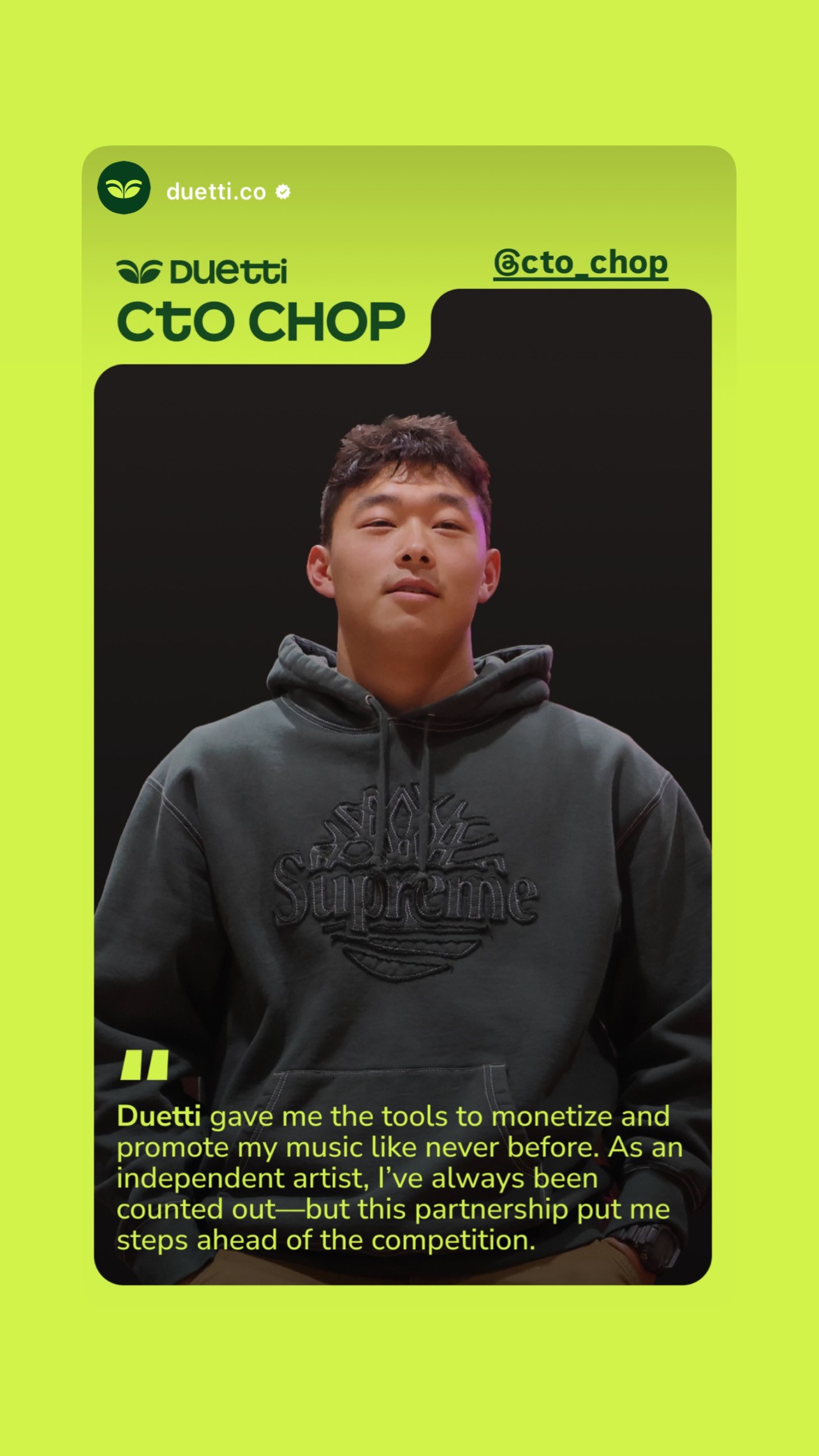 CTO Chop featured by Duetti