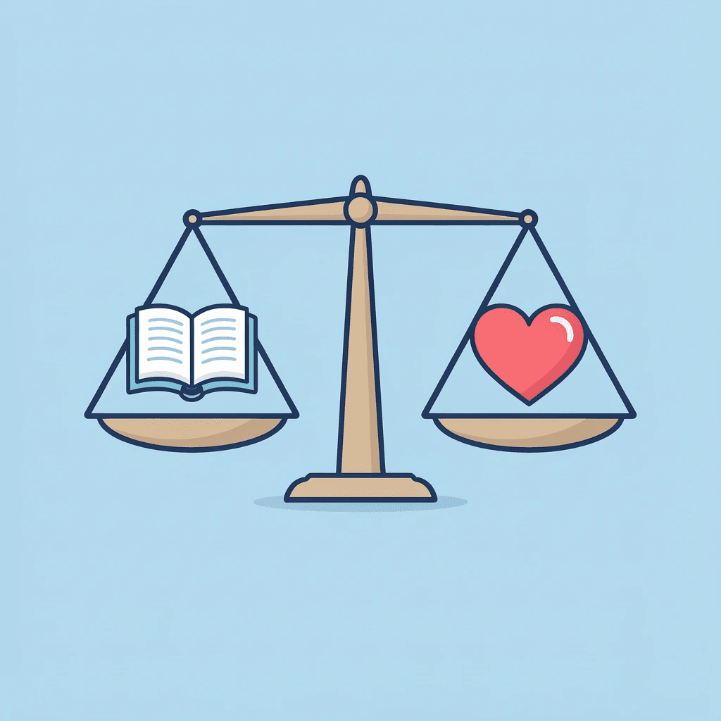 Balance scale comparing daycare childcare flexibility versus preschool educational focus