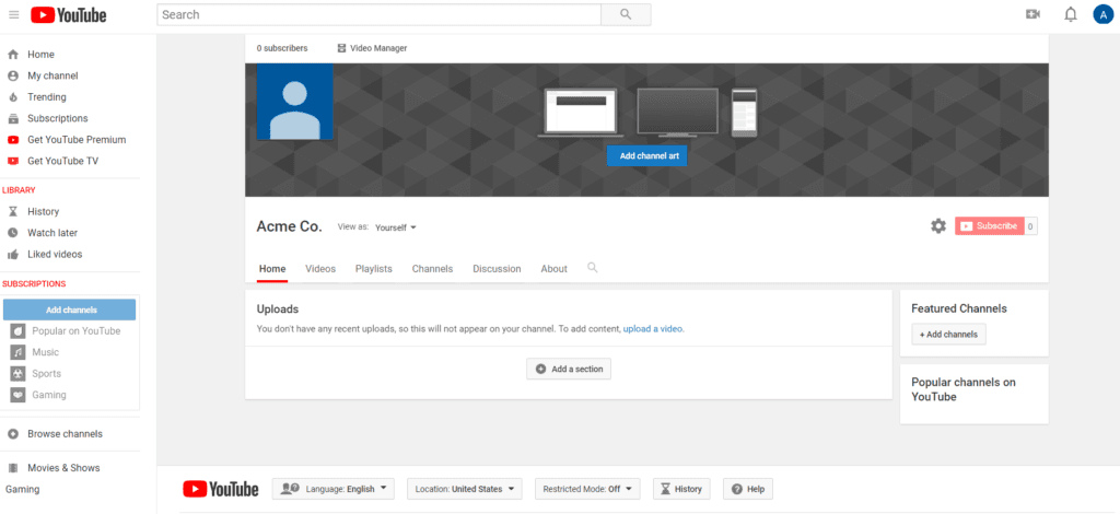 Customize Youtube Channel Homepage Step