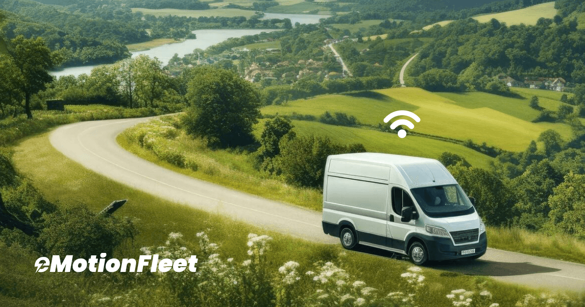 Commercial EV driving in the countryside