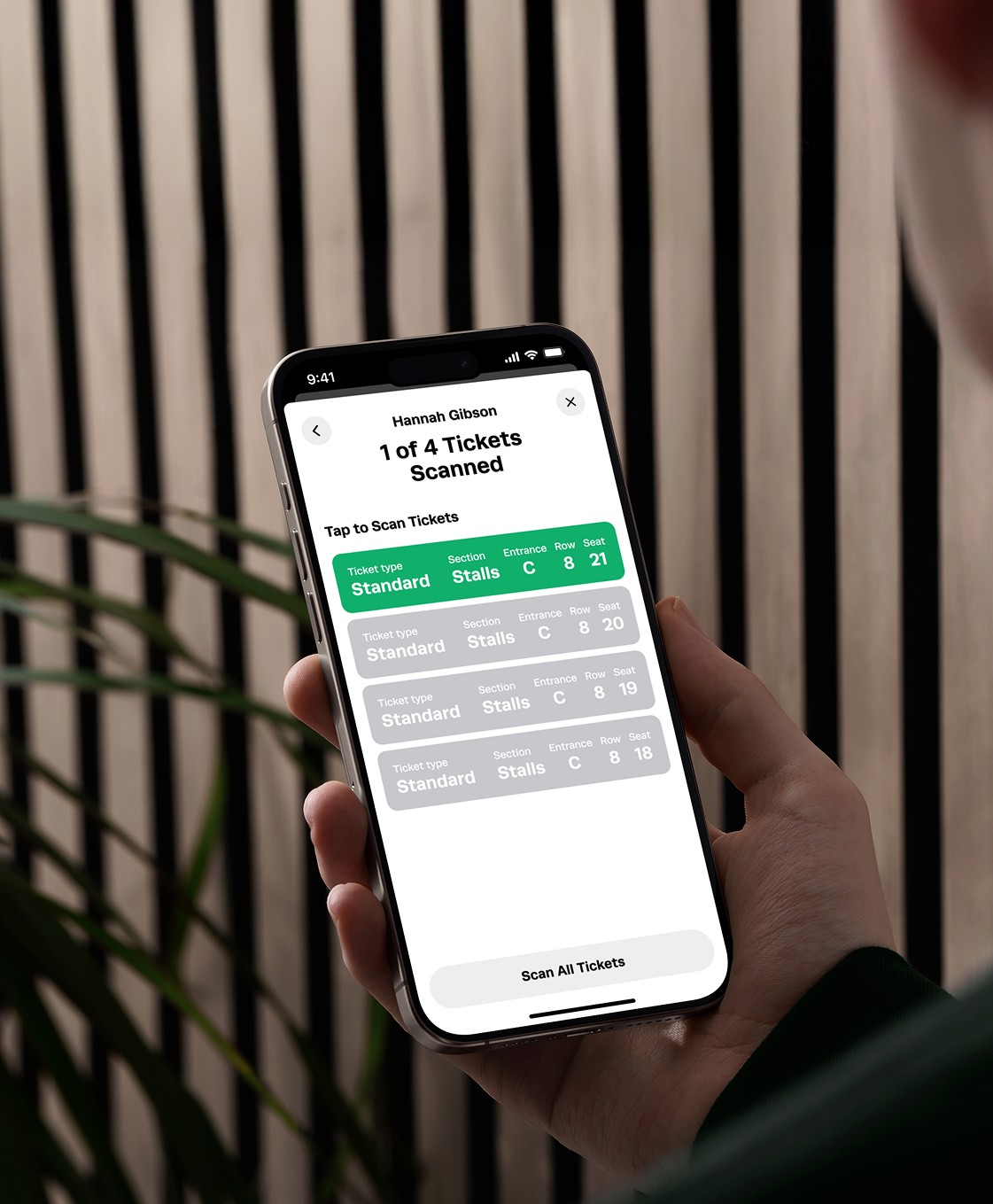 Multiple tickets shown in the app