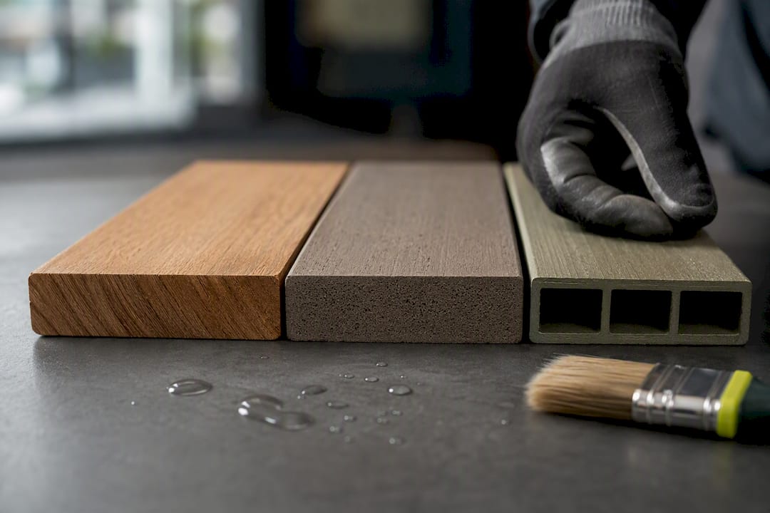 Cropped wood composite and PVC samples