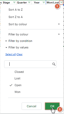 Uncheck all options except for "Open" and click OK.