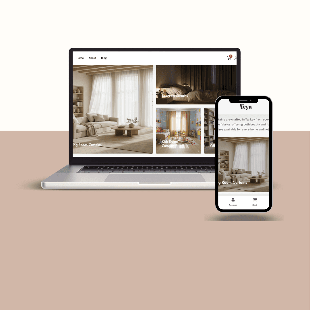 E-commerce website design for Veya Home home decor brand