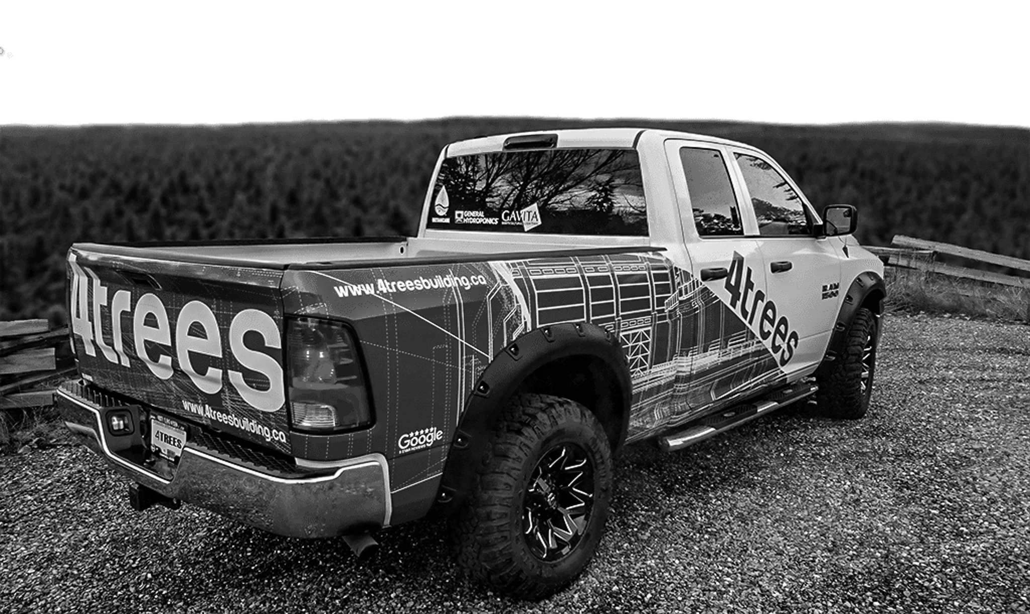4trees Cannabis Building work truck at a large outdoor cannabis field