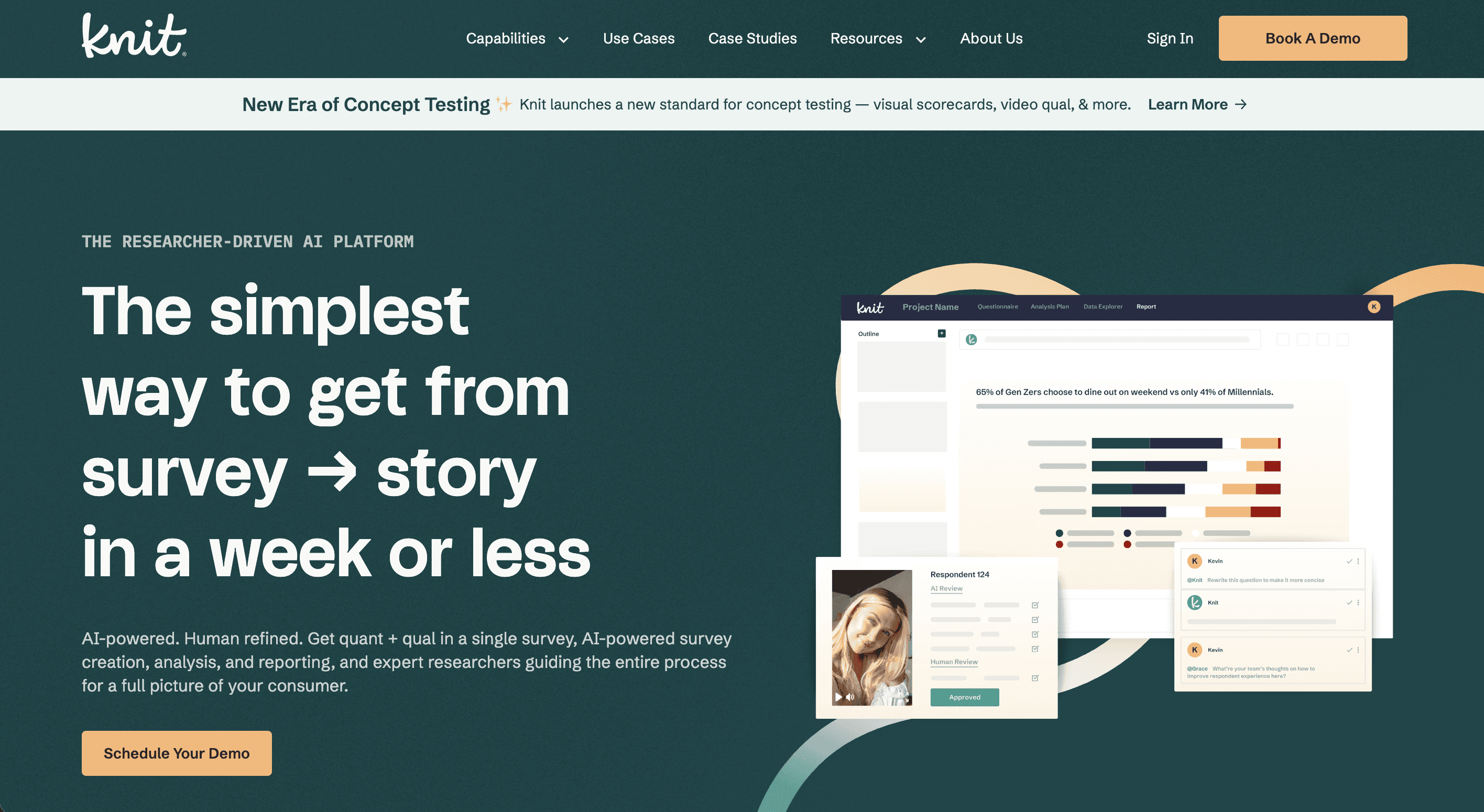Consumer Insights and Market Research Website Dashboard for Knit