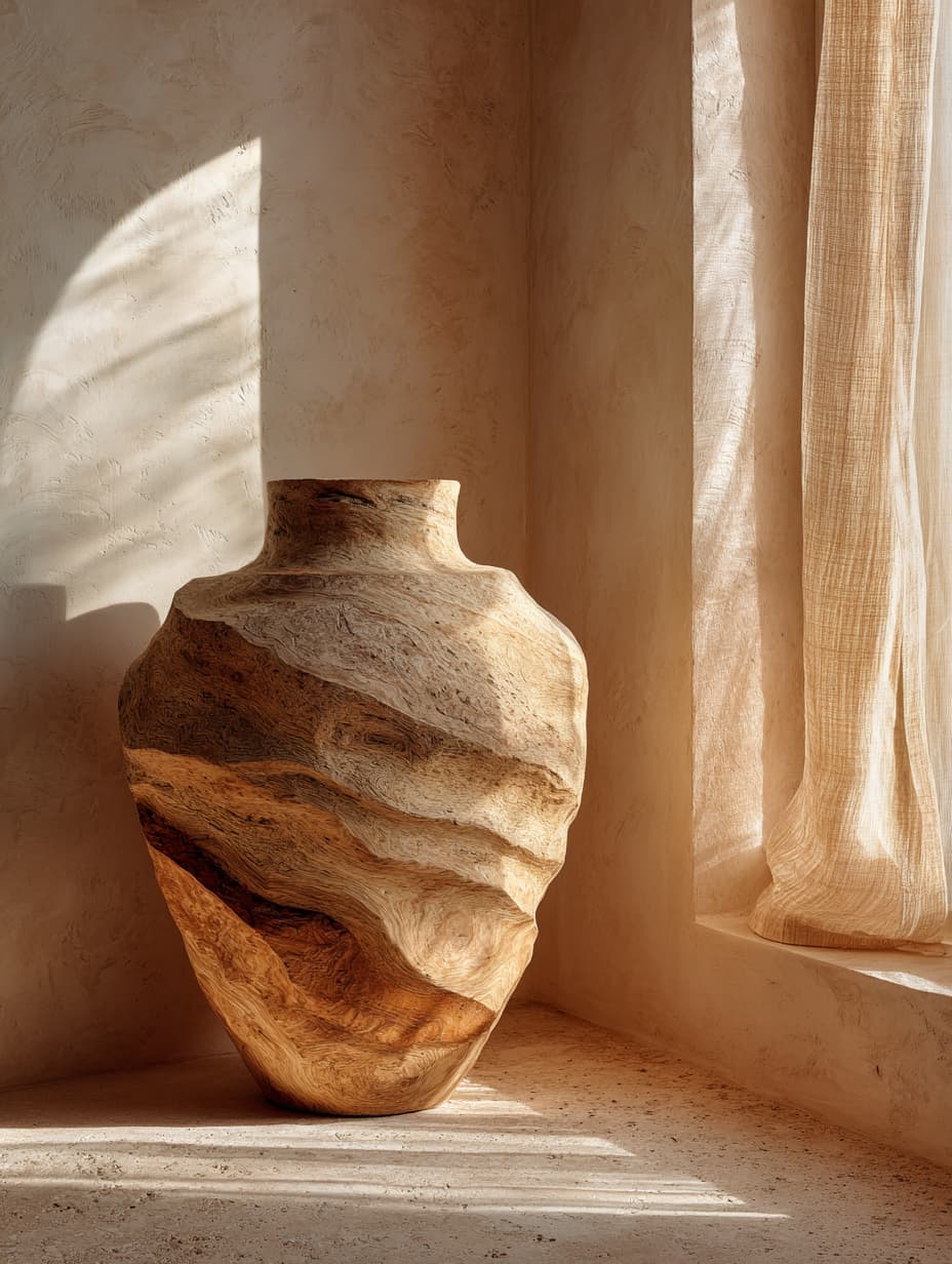 Wooden sculptural vase.