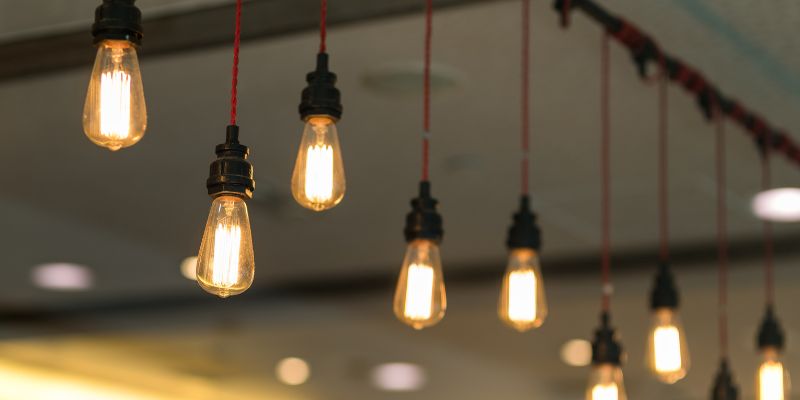 A group of ceiling lights