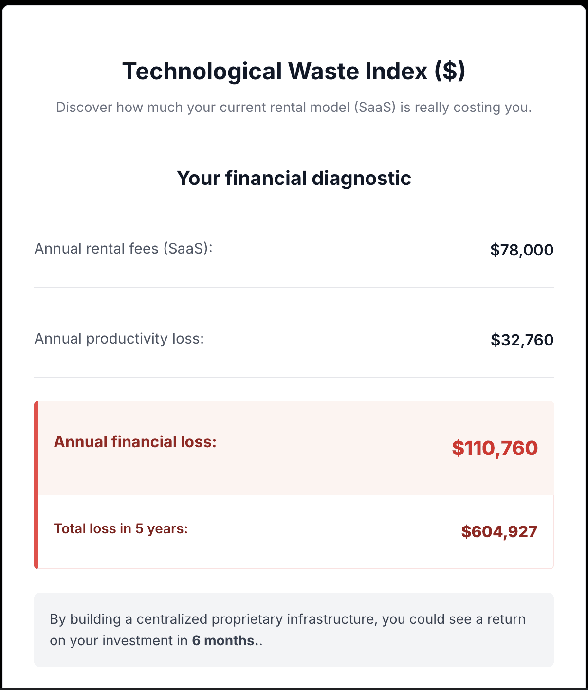 Custom Software ROI Calculator