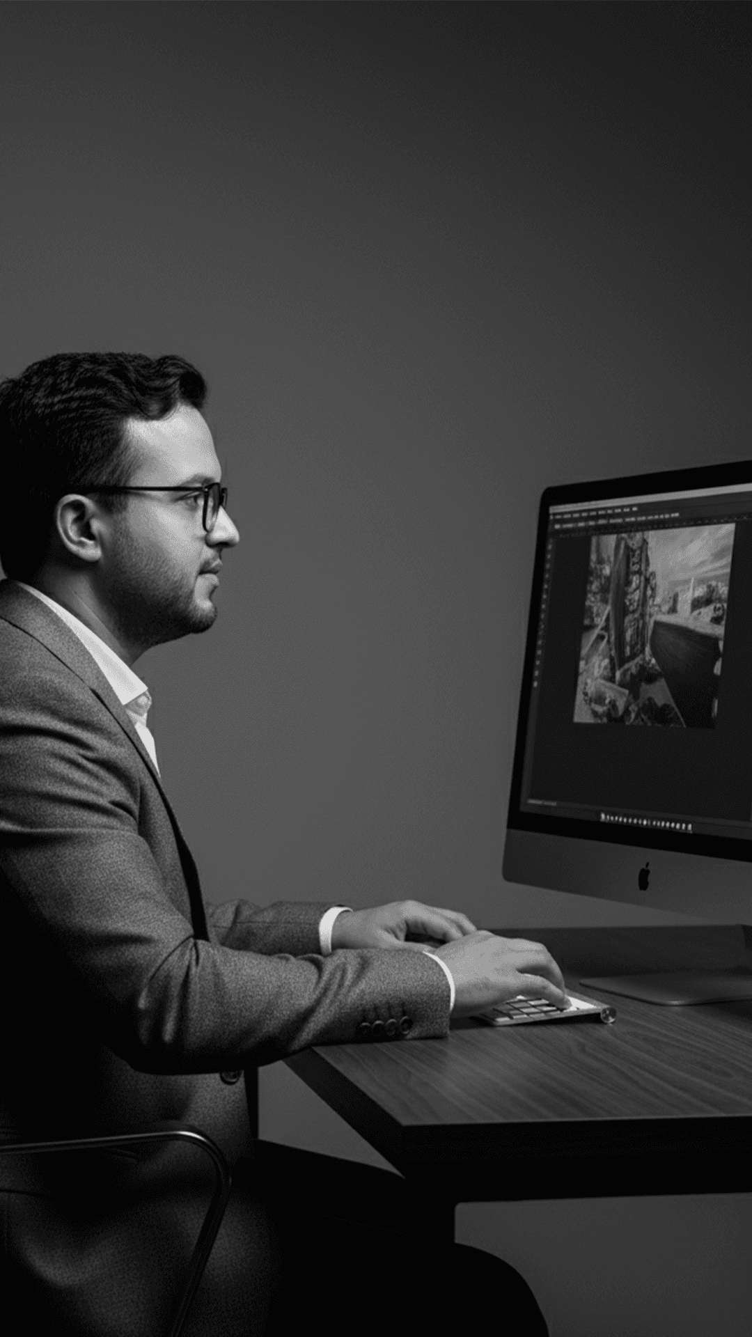 Portrait of portfolio creator – back view