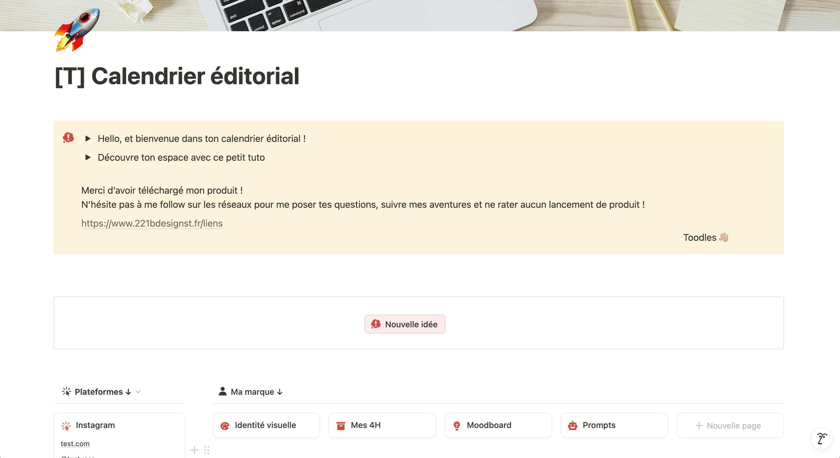 calendrier edito template notion