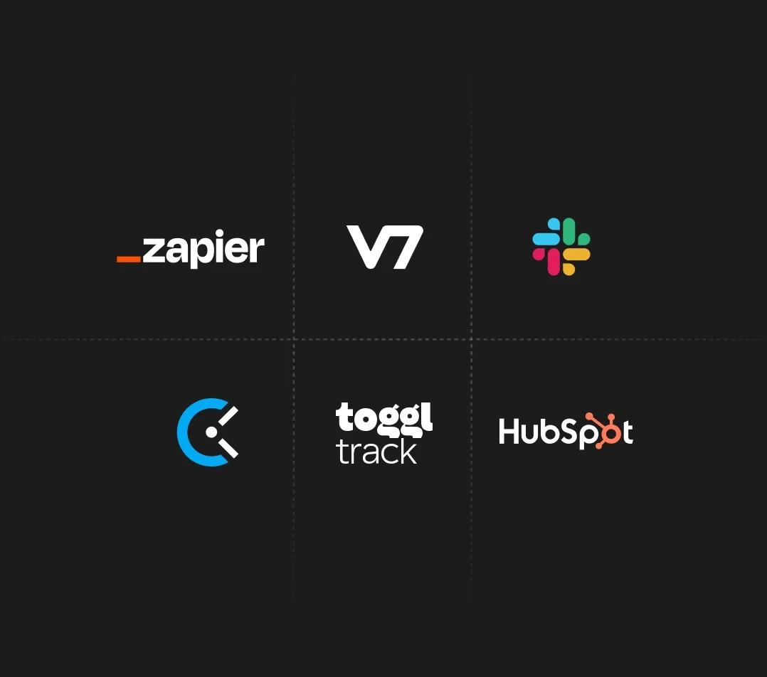 Logos for a range of productivity apps on a black background