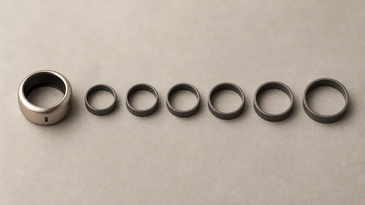 Smart tasbih outer ring with replaceable inner rings arranged by size