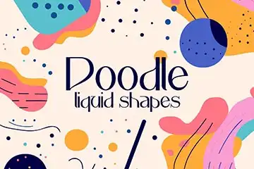 Abstract liquid shapes pattern, colorful doodle seamless background