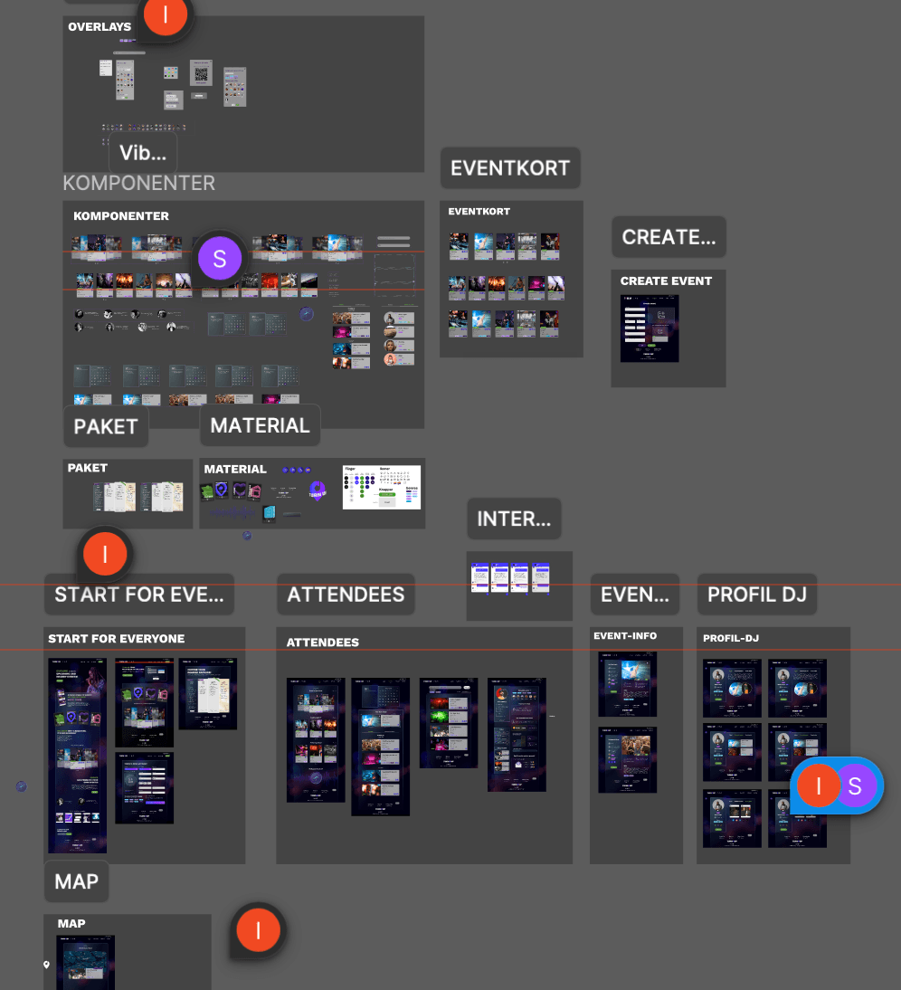 Interface of Figma, displaying various buttons, sliders, and settings, arranged in a layout on a dark background.
