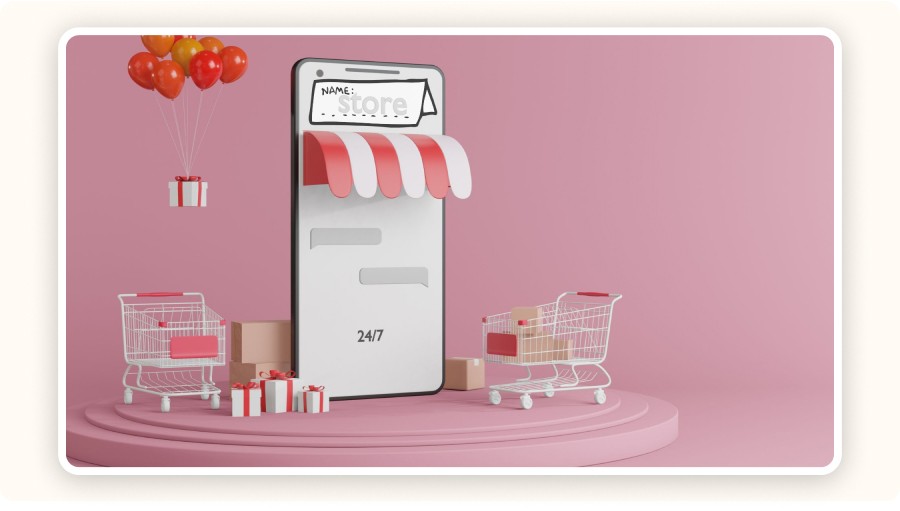 smartphone displaying small shopping cart