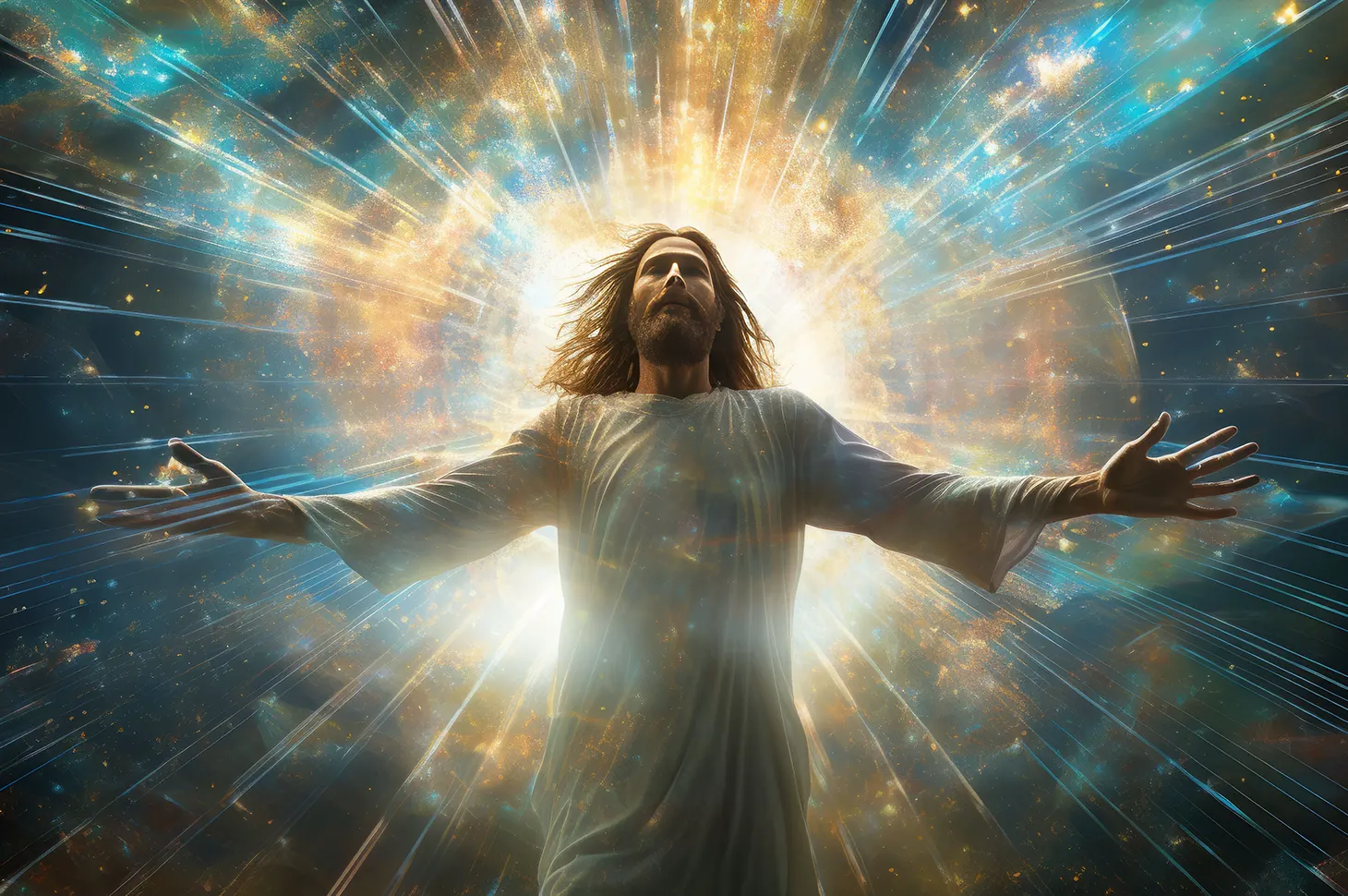 Illustrasjon som viser Jesu gjenkomst i skyene.