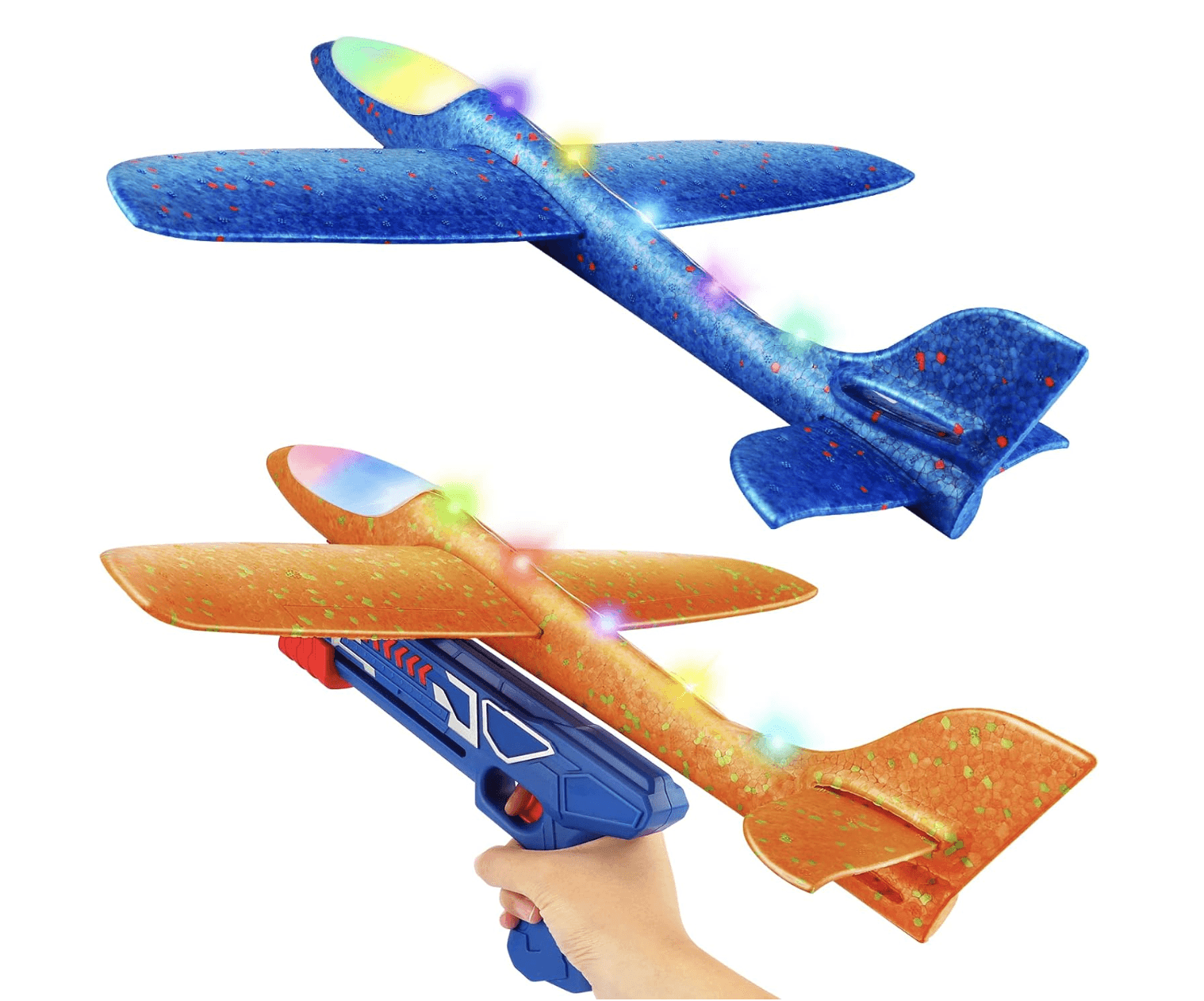 2 Flying Airplane Toys with Launcher