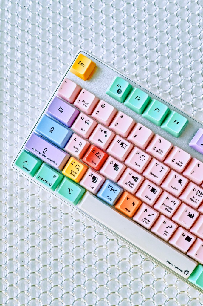 A colored keyboard.