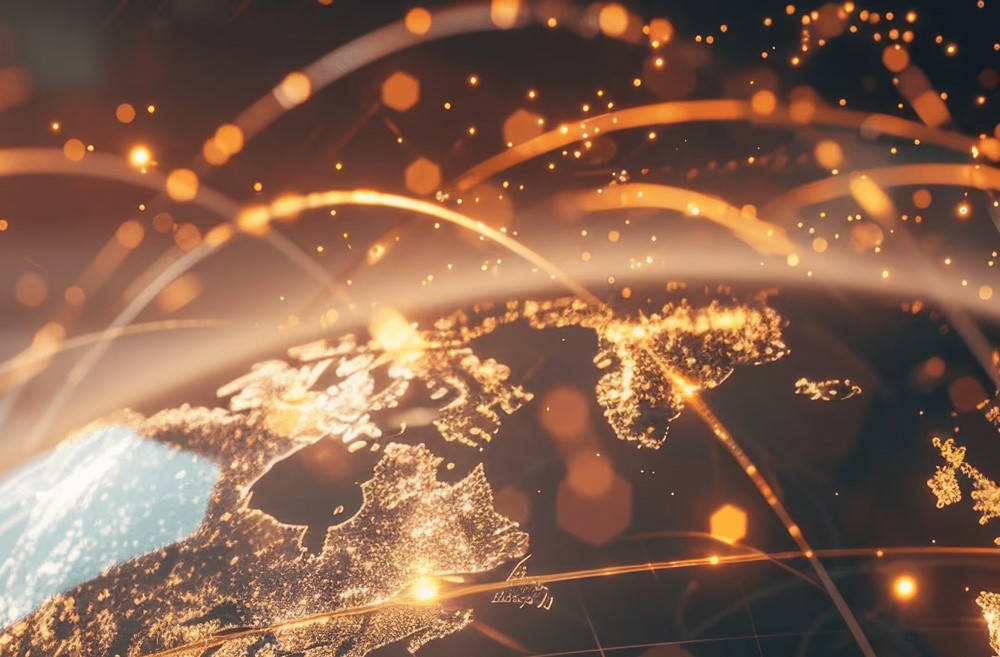 Red digital warning symbol glowing on a circuit board interface, representing active ransomware exploitation of the VMware ESXi CVE 2025 22225 vulnerability and hypervisor compromise.