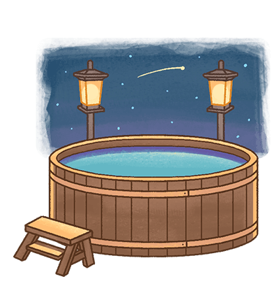 An illustration of a wooden hot tub