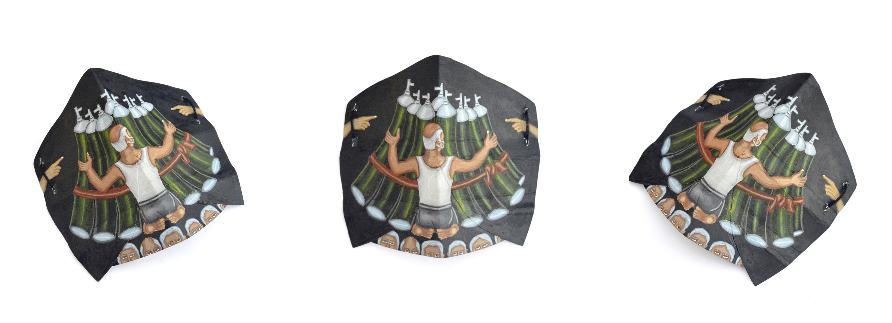 herd of sheep on road painting