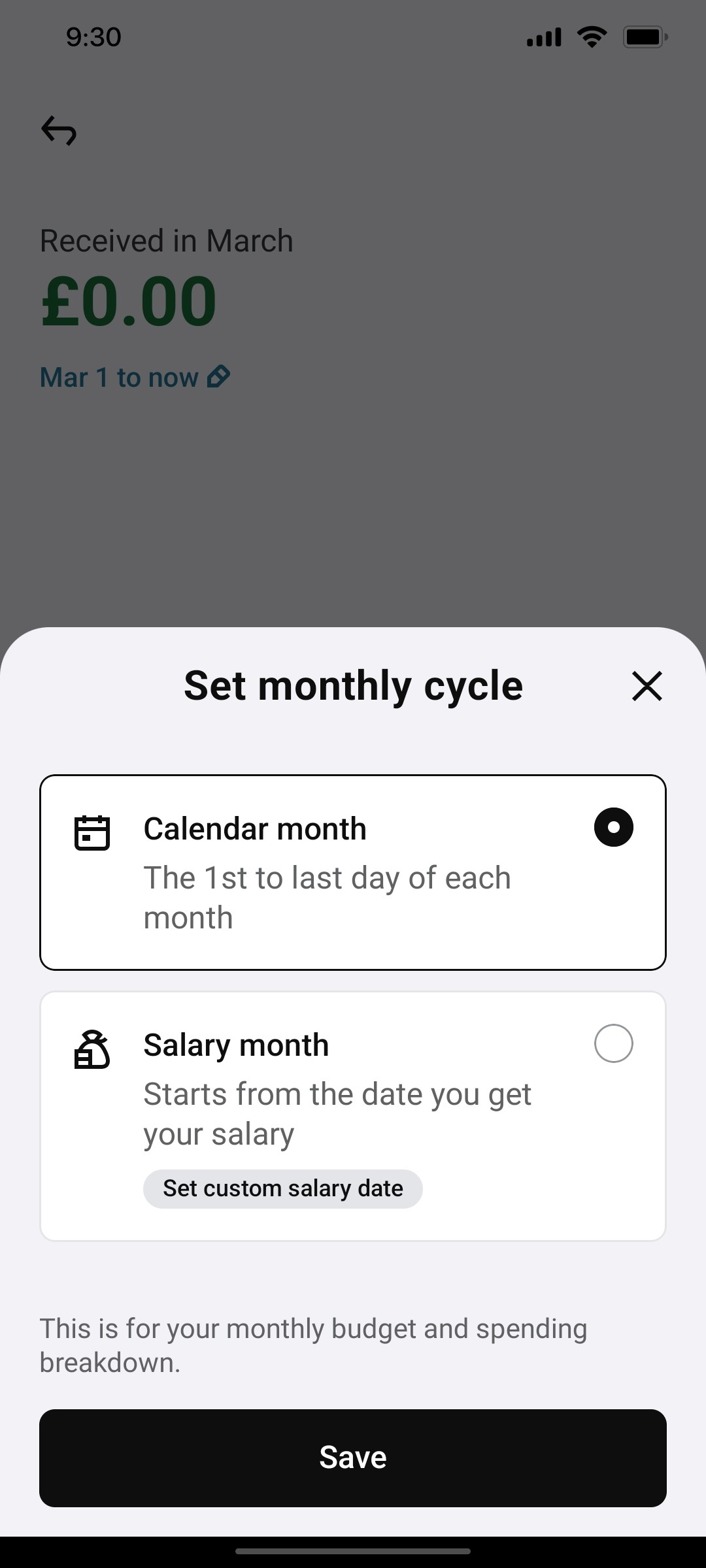 Klarna Save Page Screen
