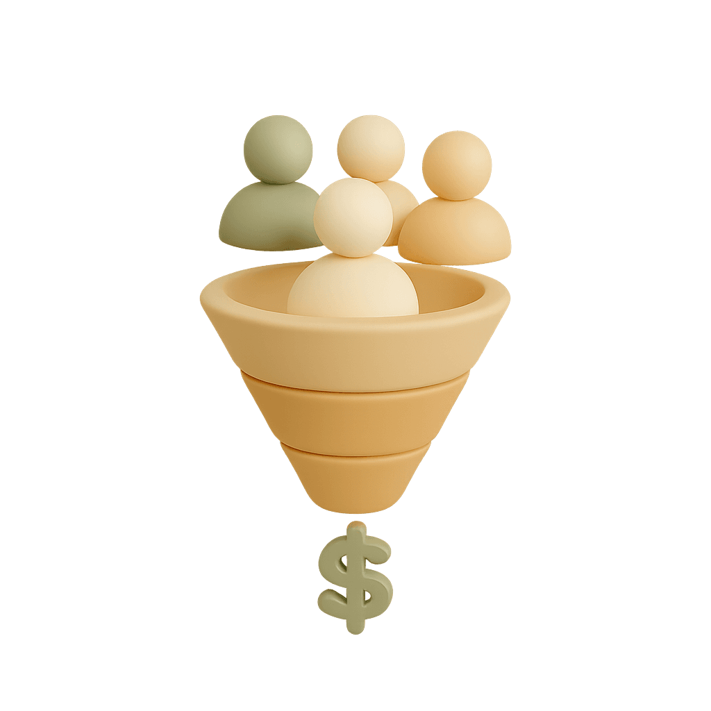 it shows peoplle entering in a funel and they come out as money