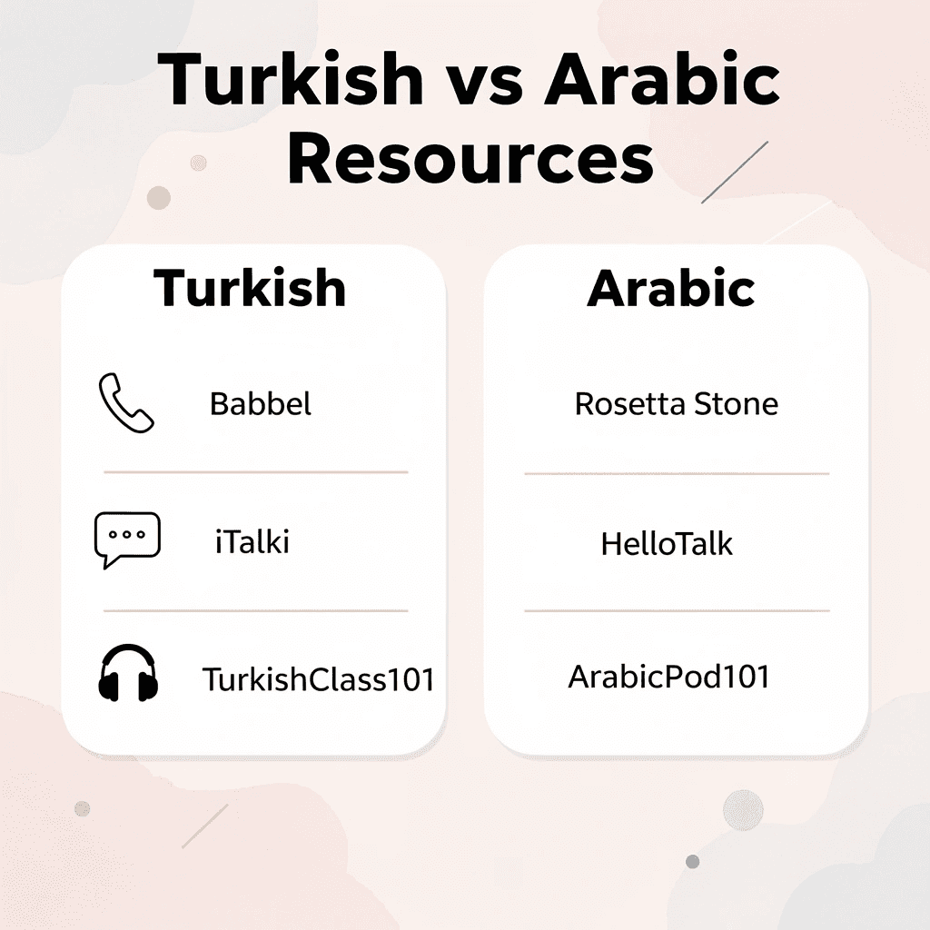 Comparison of Turkish and Arabic learning resources