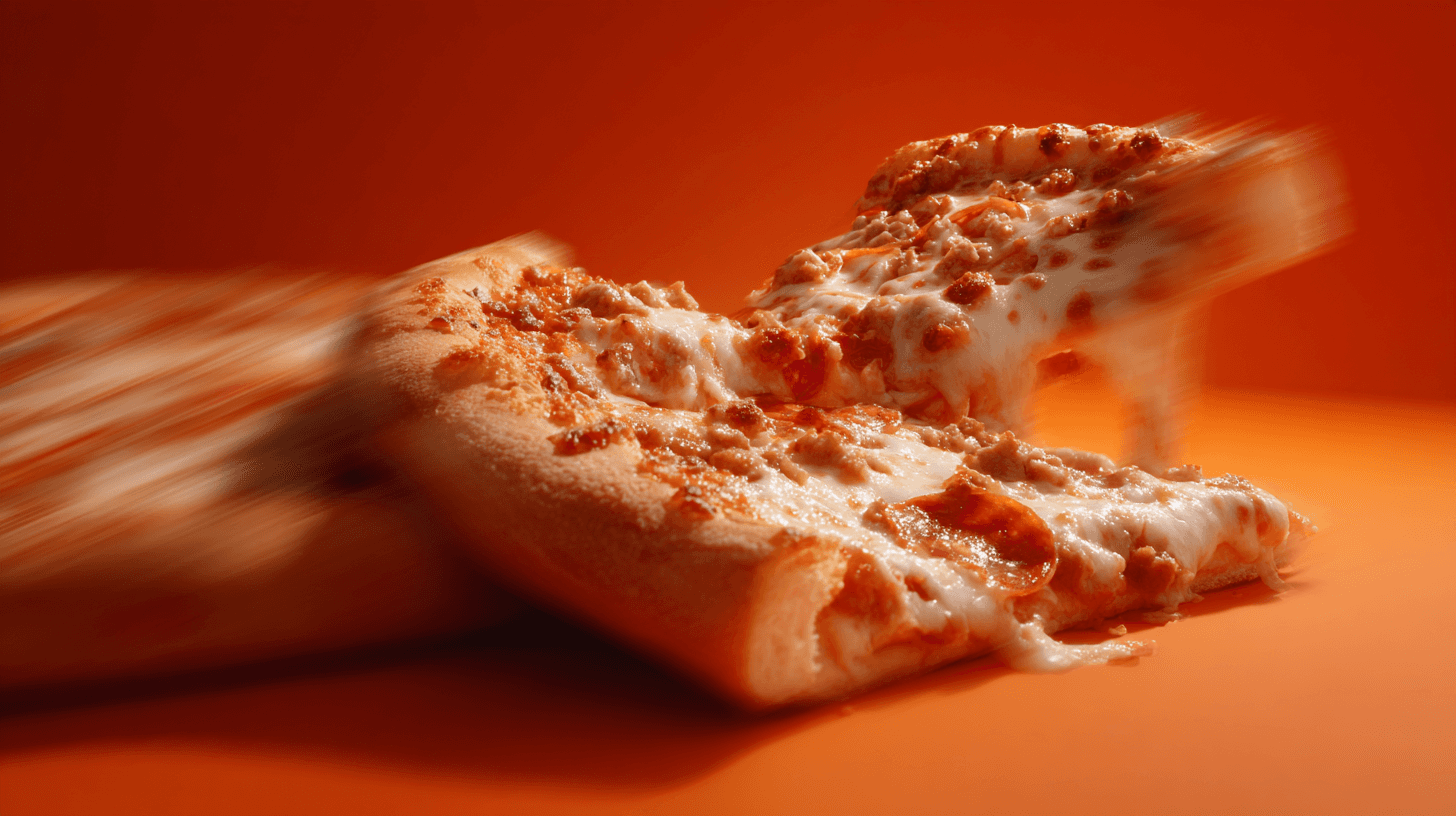 Orange red pizza cinematic motiion blur