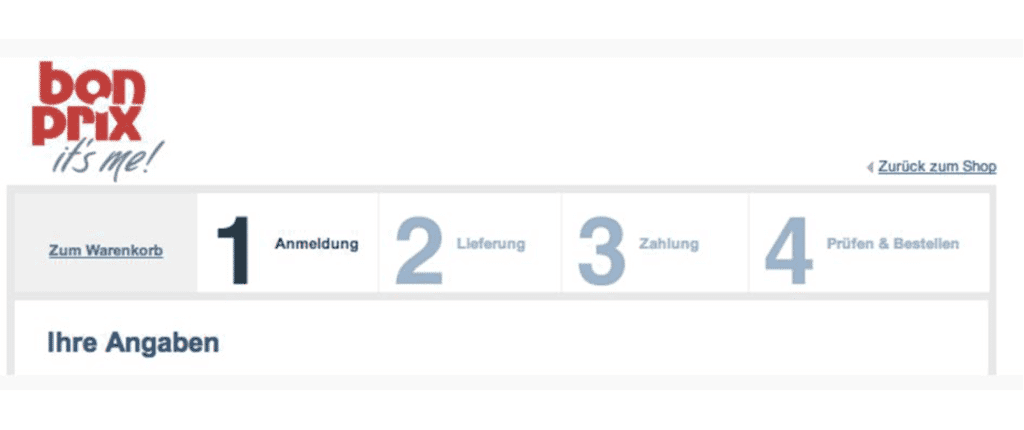 Screenshot Bonprix checkout prozess