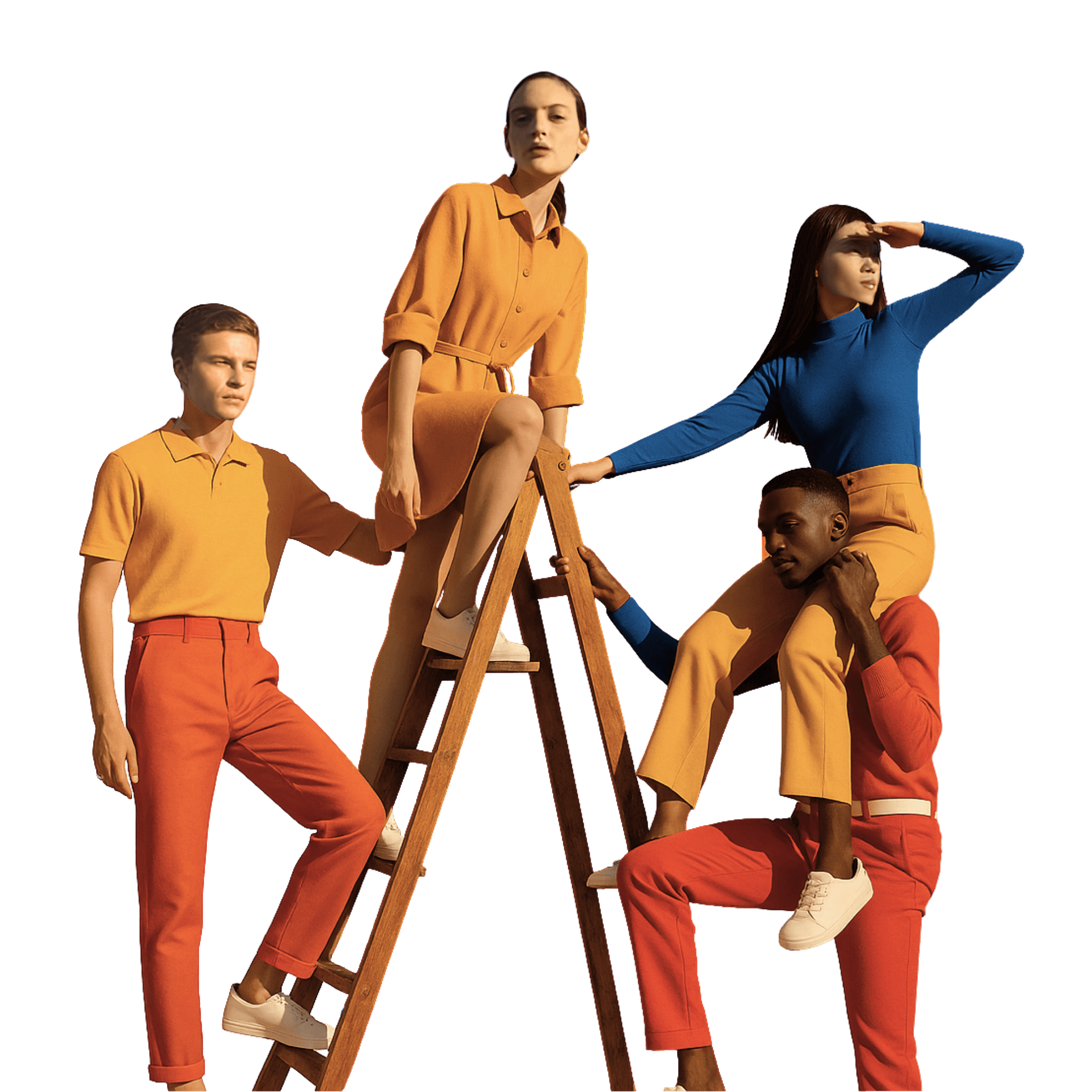 A young person with curly hair smiles at the camera while sitting in front of a laptop against a dark background.
