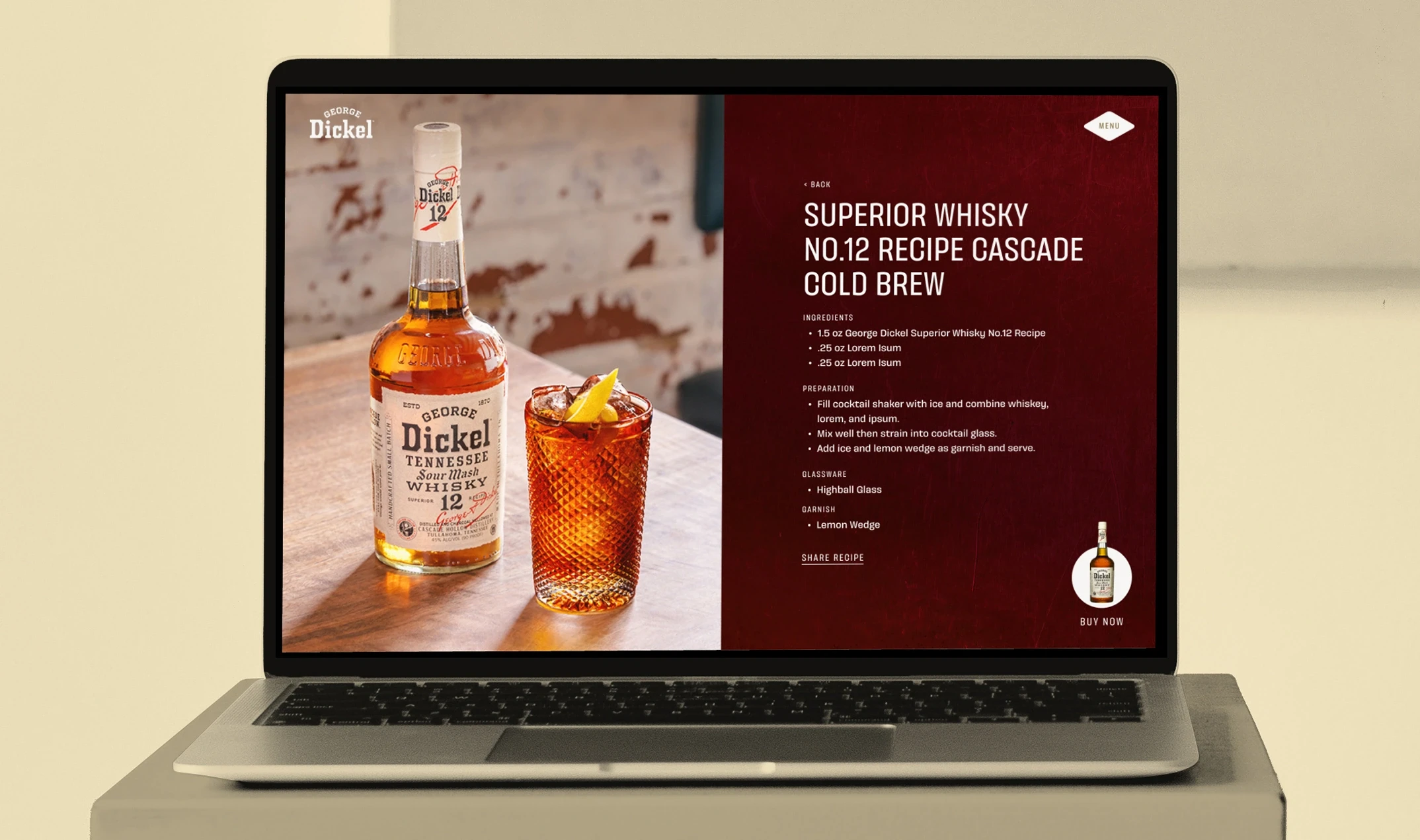 Cocktail recipe page