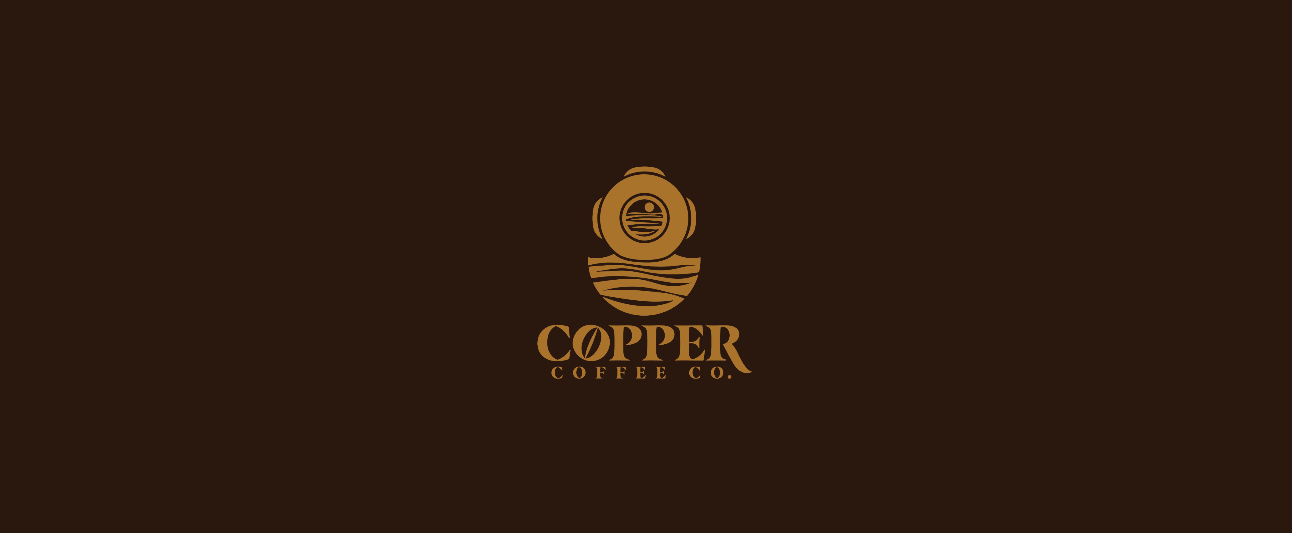 Copper Coffee Co. animated logo, a vintage diving helmet mark with the wordmark